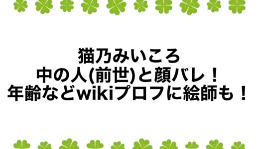 猫乃みいころの中の人(前世)と顔バレ！年齢などwikiプロフに絵師も！