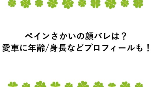 ペインさかいの顔バレは？愛車に年齢/身長などプロフィールも！