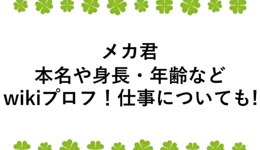 メカ君の本名や身長・年齢などwikiプロフ！仕事についても！