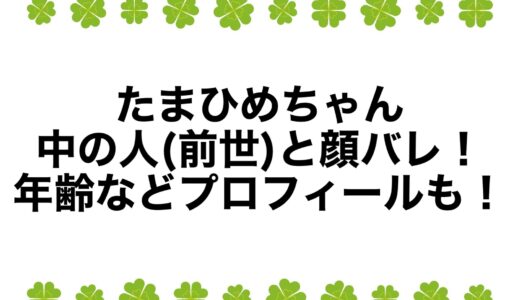 たまひめちゃんの中の人(前世)と顔バレ！年齢などプロフィールも！