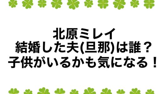 北原ミレイが結婚した夫(旦那)は誰？子供がいるかも気になる！