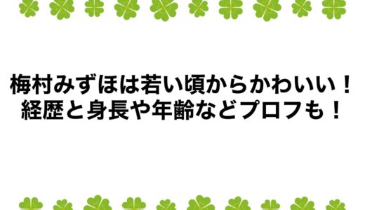 梅村みずほは若い頃からかわいい！経歴と身長や年齢などプロフも！