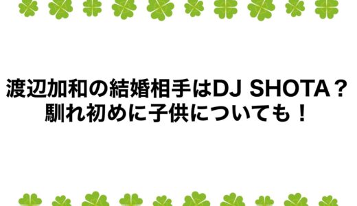 渡辺加和の結婚相手はDJ SHOTA？馴れ初めに子供についても！