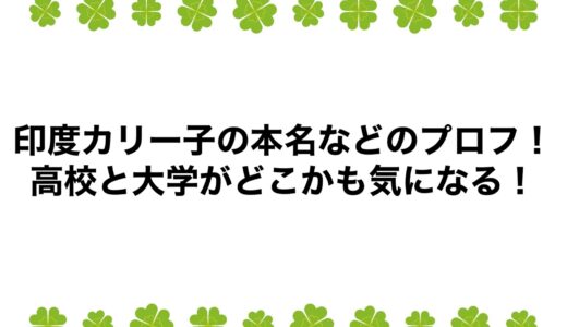 印度カリー子の本名などのプロフ！高校と大学がどこかも気になる！