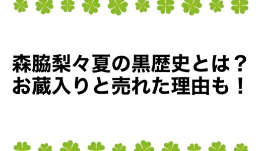 森脇梨々夏の黒歴史とは？お蔵入りと売れた理由も！