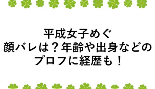 平成女子めぐの顔バレは？年齢や出身などのプロフに経歴も！