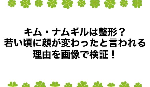 キム・ナムギルは整形？若い頃に顔が変わったと言われる理由を画像で検証！